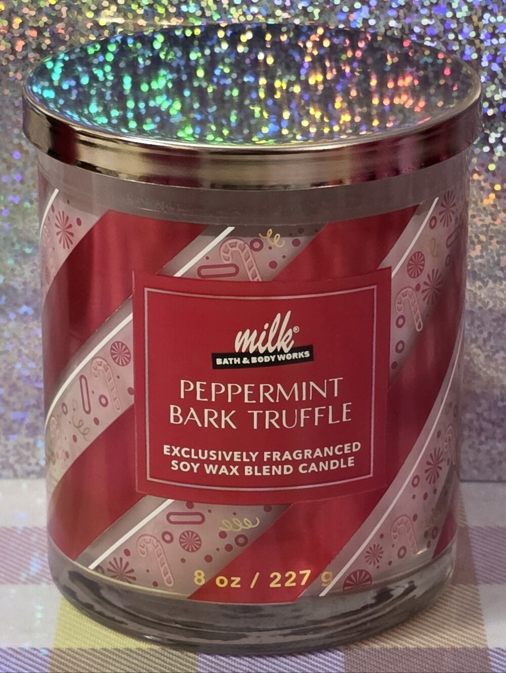 Bath Body Works Milk Bar Peppermint Bark Truffle Single Wick Candle 8oz NEW RARE